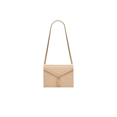 YSL CASSANDRA MEDIUM CHAIN BAG IN CROCODILE-EMBOSSED SHINY LEATHER 532750DND0J2721 (22*16.5*5.5cm)